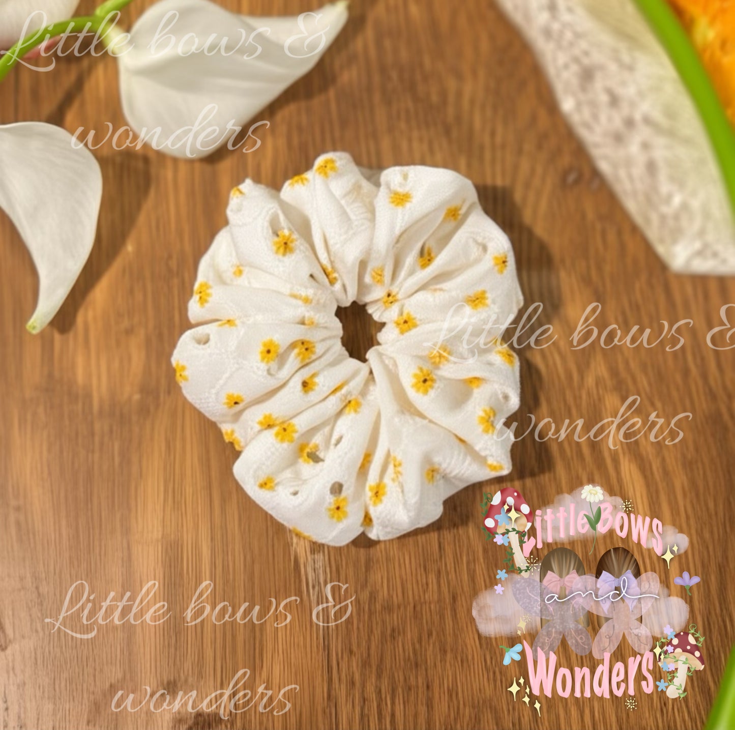 Floral eyelet scrunchies
