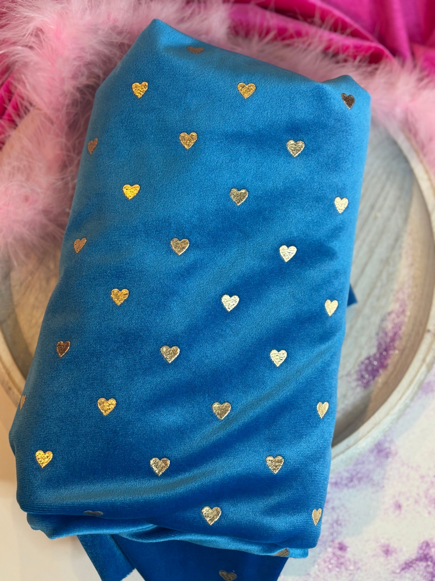 Blue and gold hearts