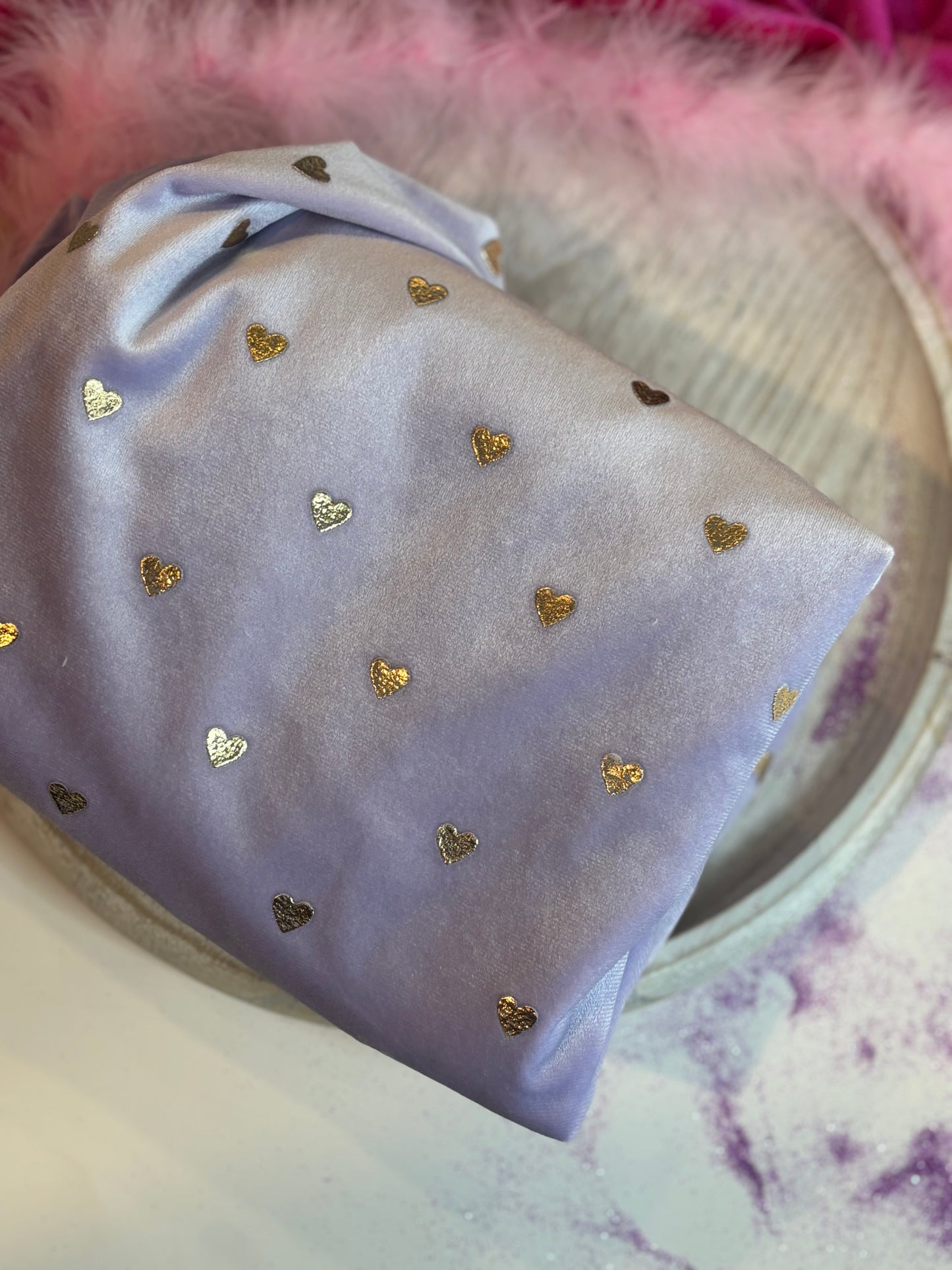 Light purple and gold hearts