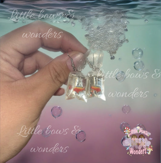 Fish bag earrings